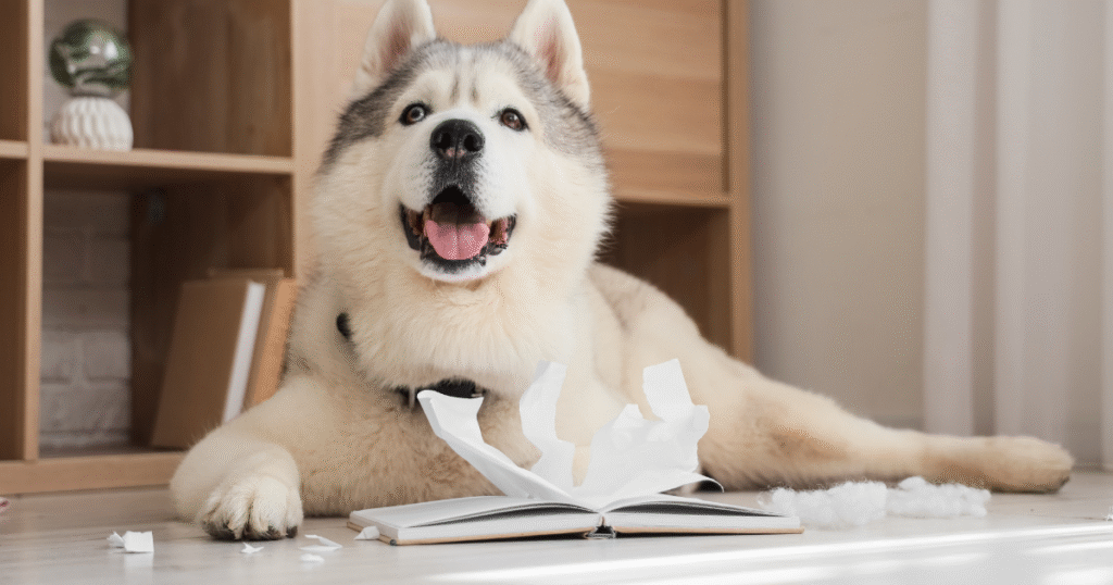 いたずらする犬