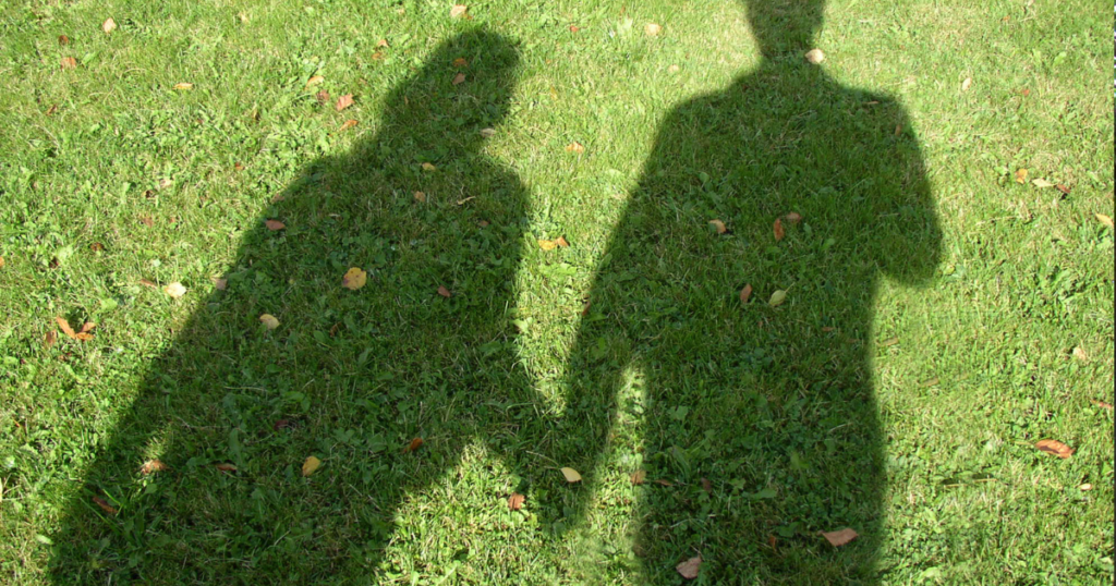 手を繋ぐ穏やかな男女の影