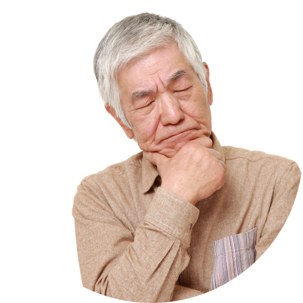 考え込むシニア男性