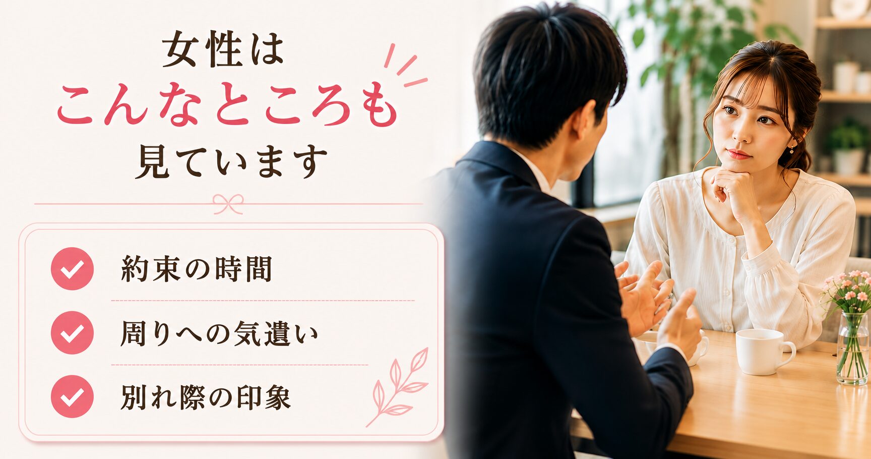 お見合いで怪訝な表情の女性と気が付かない男性