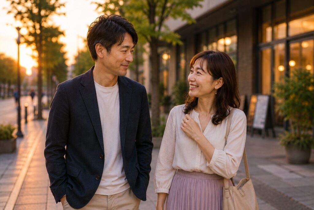 男性は「何を話したか」より「一緒にいて心地よかったか」を覚えています。楽しそうに笑う男女