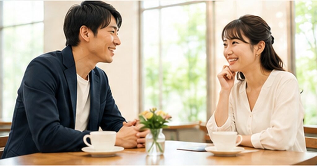 楽しそうに話すカップル