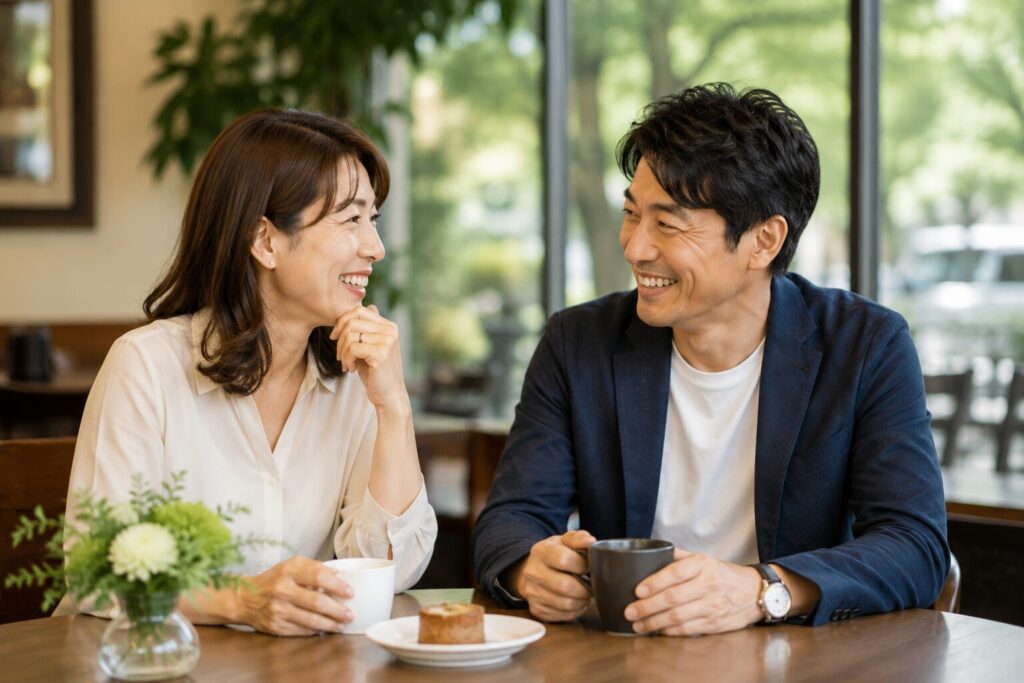 楽しそうに会話をする男女