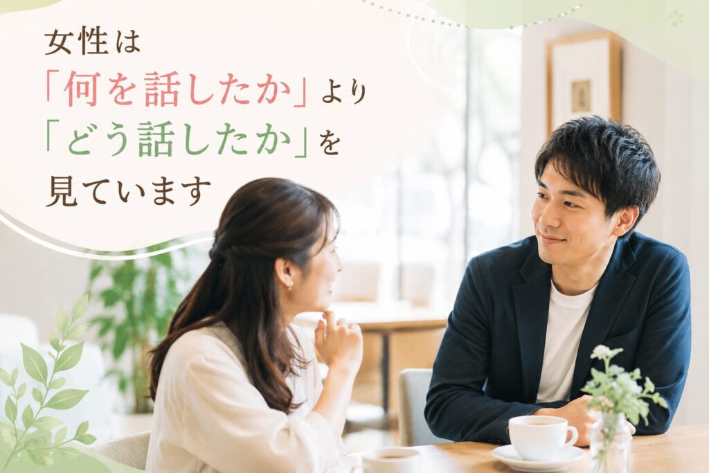 向き合い笑顔で会話をしている男女