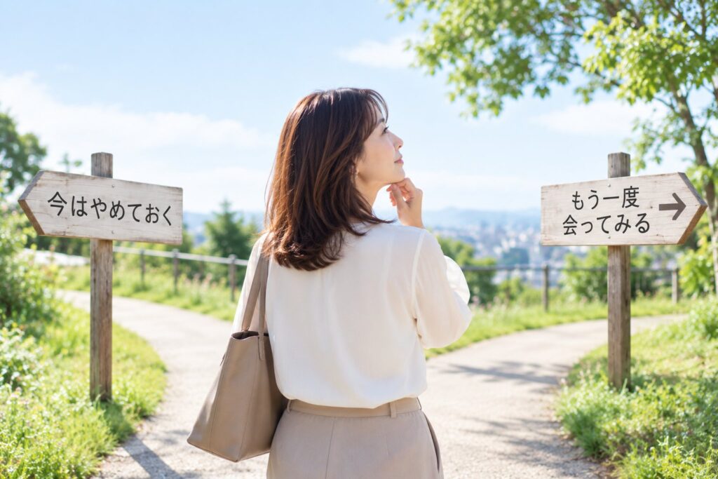 婚活で「今はやめておく」か「もう一度会ってみる」か迷う40代女性