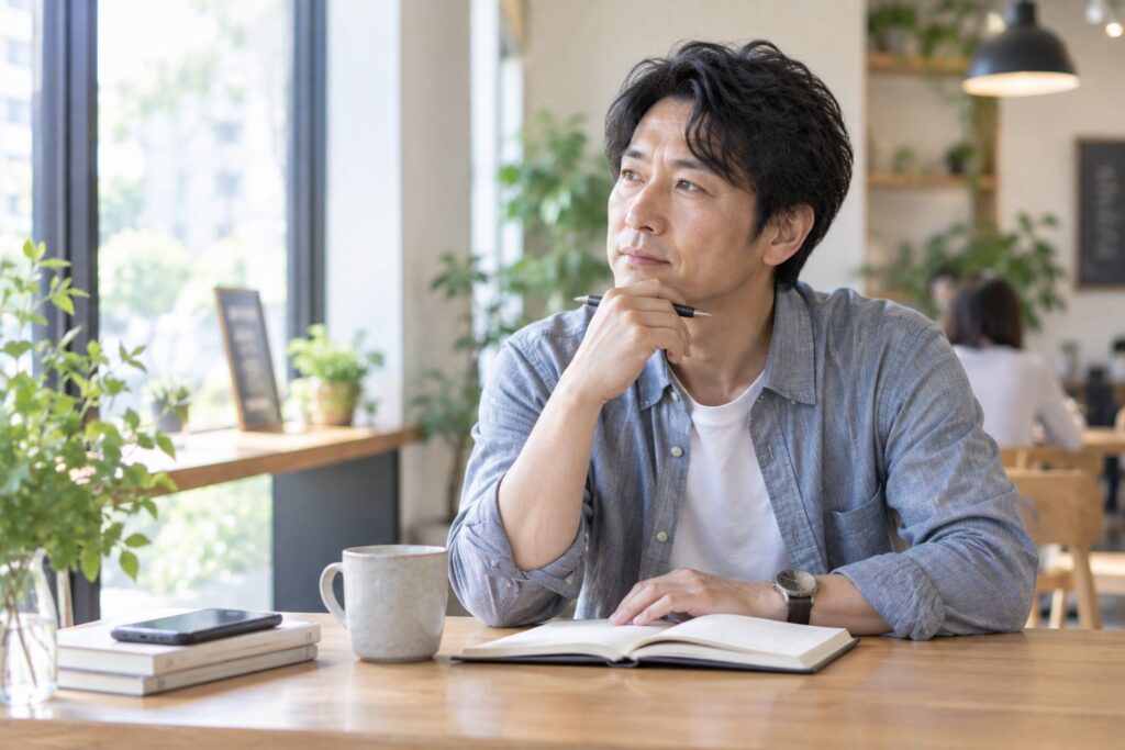 一人で考えている男性